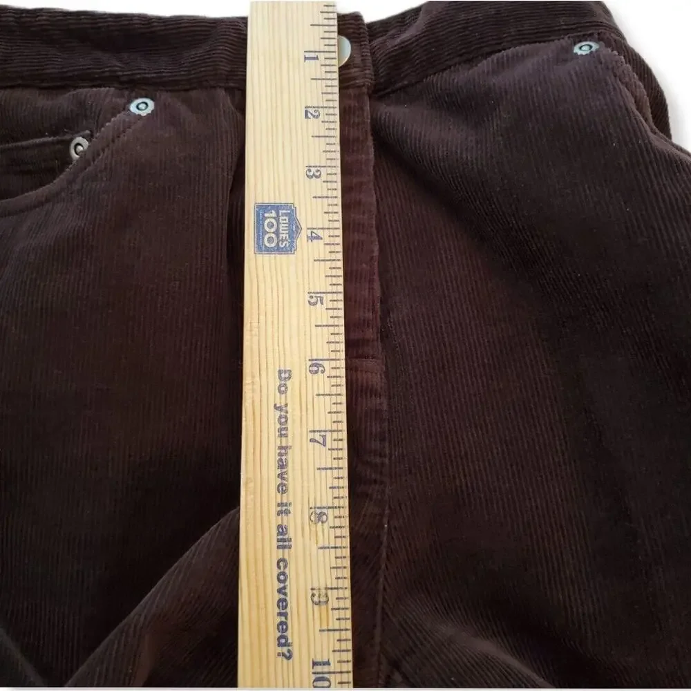 Women 90s Y2K Brown Straight Leg Fine Corduroy Pant 4P Country Fall Cabincore